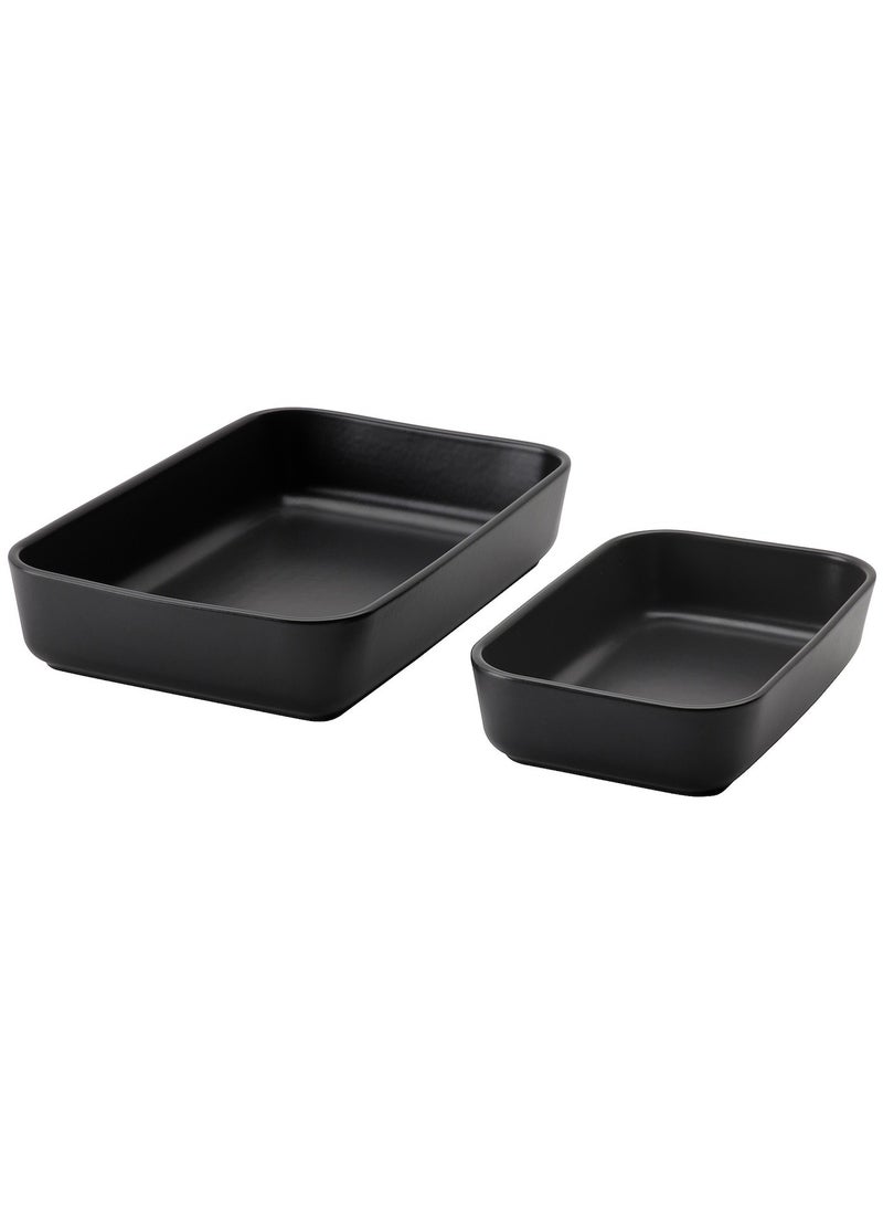 Oven Serving Dish Set of 2 Dark Grey Stylish and Functional Cookware for Your Kitchen