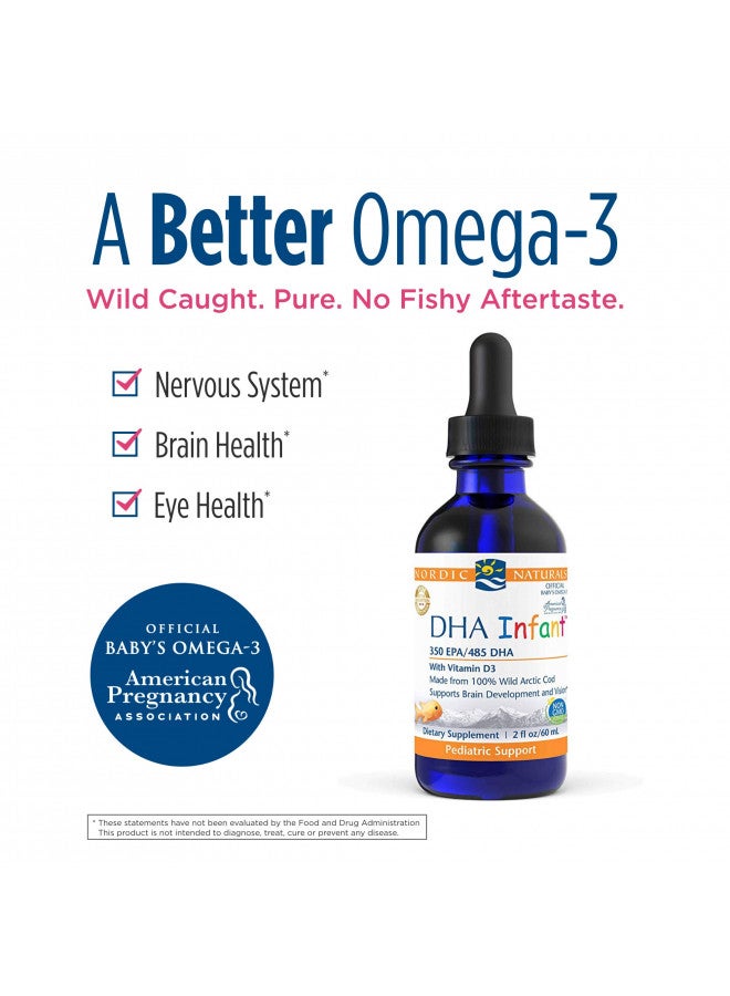 Nordic Naturals DHA Infant, Unflavored - 2 oz - 1050 mg Omega-3 + 300 IU Vitamin D3 - Supports Brain & Vision Development in Babies - Non-GMO - 12 Servings