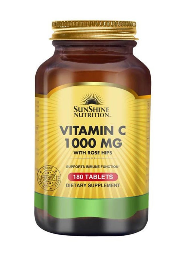 Vitamin C 1000Mg  Infused With Rosehips Supports Immune Function Dietary Supplement 180 Tablets