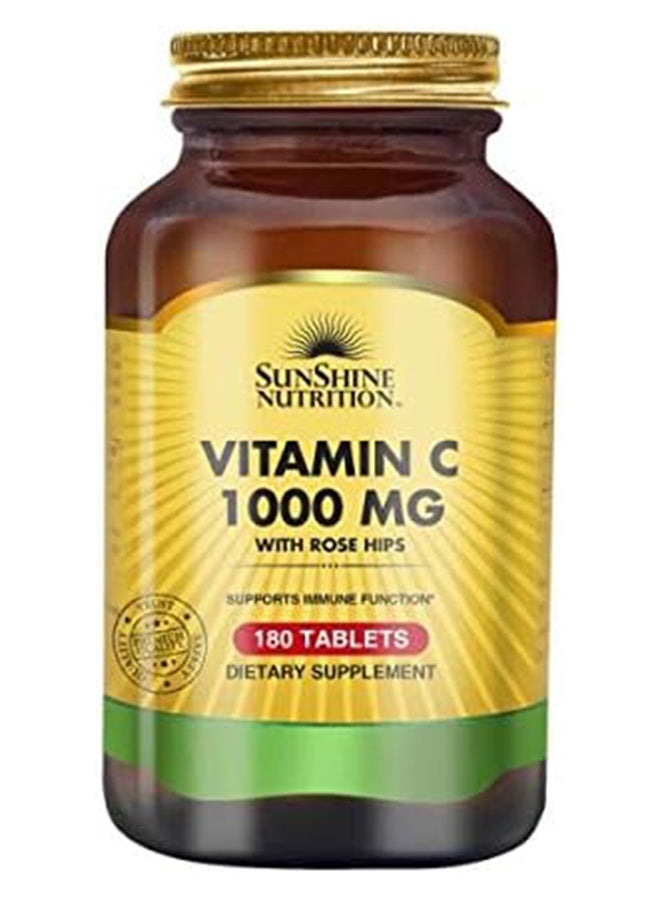 Vitamin C 1000Mg  Infused With Rosehips Supports Immune Function Dietary Supplement 180 Tablets