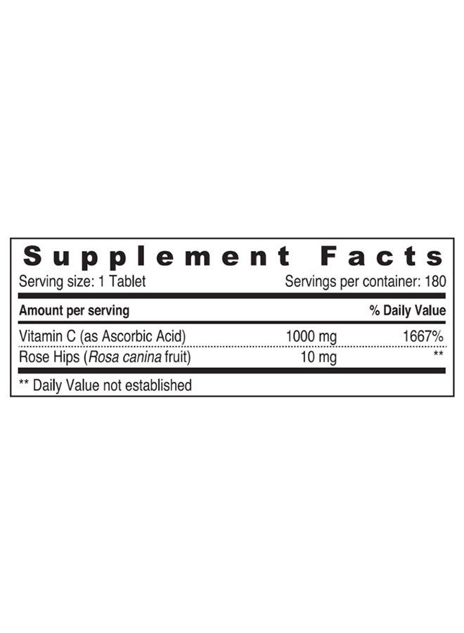 Vitamin C 1000Mg  Infused With Rosehips Supports Immune Function Dietary Supplement 180 Tablets