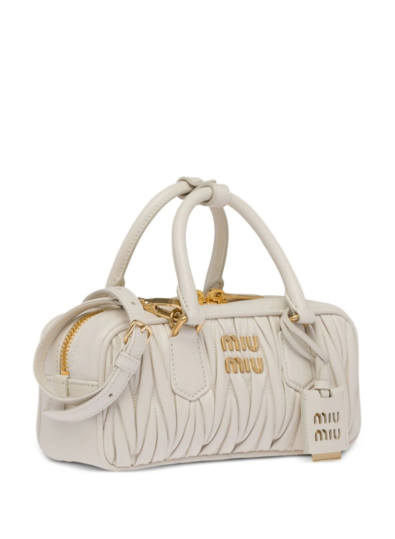 MIU Small Arcadie Top Handle Bag in Matelassé Nappa Leather Crossbody Shoulder