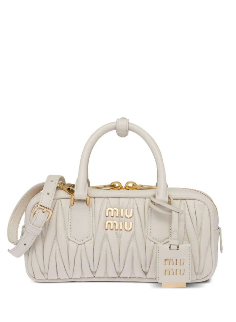 MIU Small Arcadie Top Handle Bag in Matelassé Nappa Leather Crossbody Shoulder