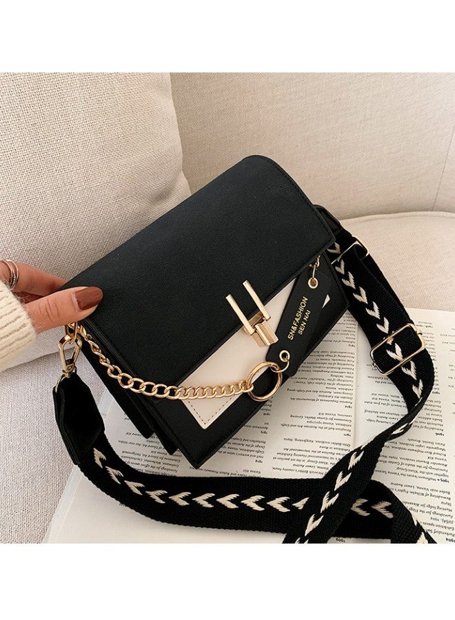 Women's Versatile Contrasting Shoulder Bag, Ladies Fashionable Matte Small Square Bag Crossbody Bag Handbag, Chain Frosted PU Tote Bag Carrying Bag Sling Bag for College Students and Youth