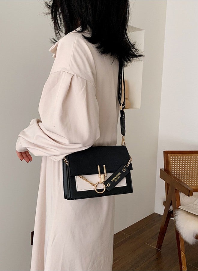 Women's Versatile Contrasting Shoulder Bag, Ladies Fashionable Matte Small Square Bag Crossbody Bag Handbag, Chain Frosted PU Tote Bag Carrying Bag Sling Bag for College Students and Youth