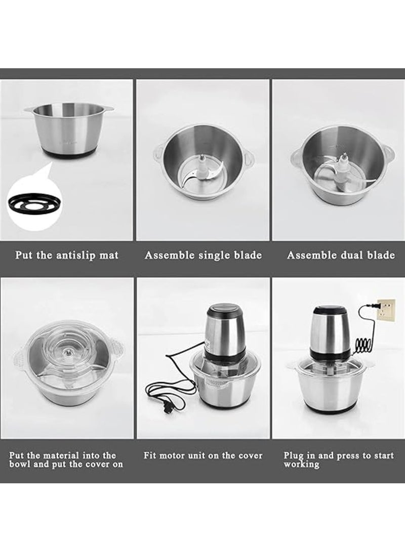 Electric 350W Steel Body Meat Vegetables Fruits Nuts Food Processor Mincer Mixer Grinder with Bowl