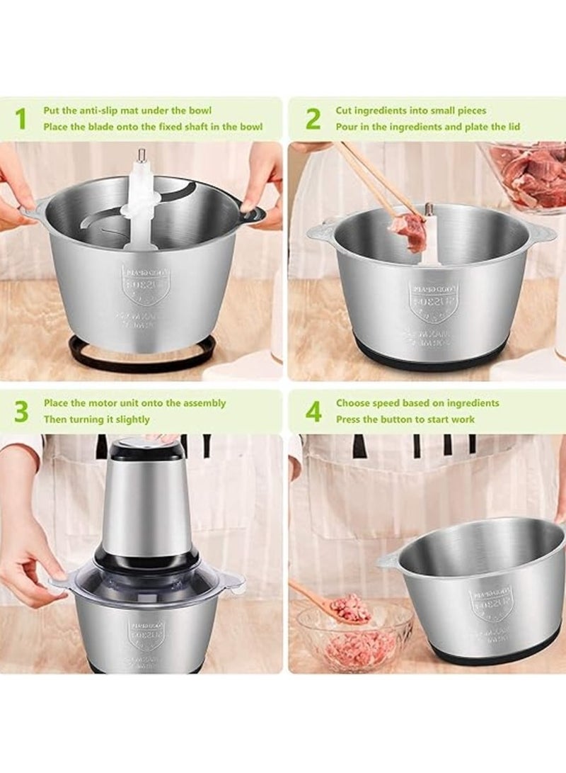 Electric 350W Steel Body Meat Vegetables Fruits Nuts Food Processor Mincer Mixer Grinder with Bowl