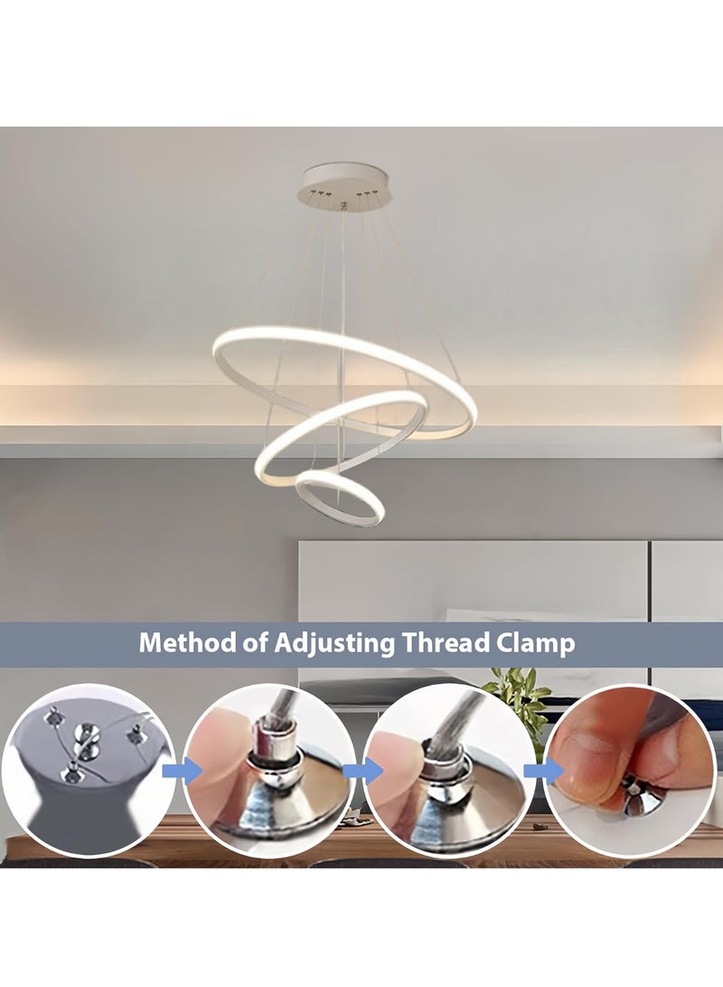 76W LED Smart Modern LED Pendant Light, 3 Rings LED Chandeliers Fixture Dimmable Contemporary Circular LED with Remote control, Color (Warm/Cool/Day Light) Hanging light Living room, Bedroom,Dining