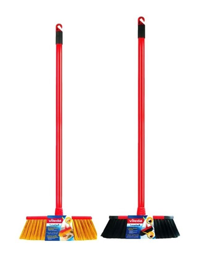 Pack of 2 Indoor Floor Broom With Stick