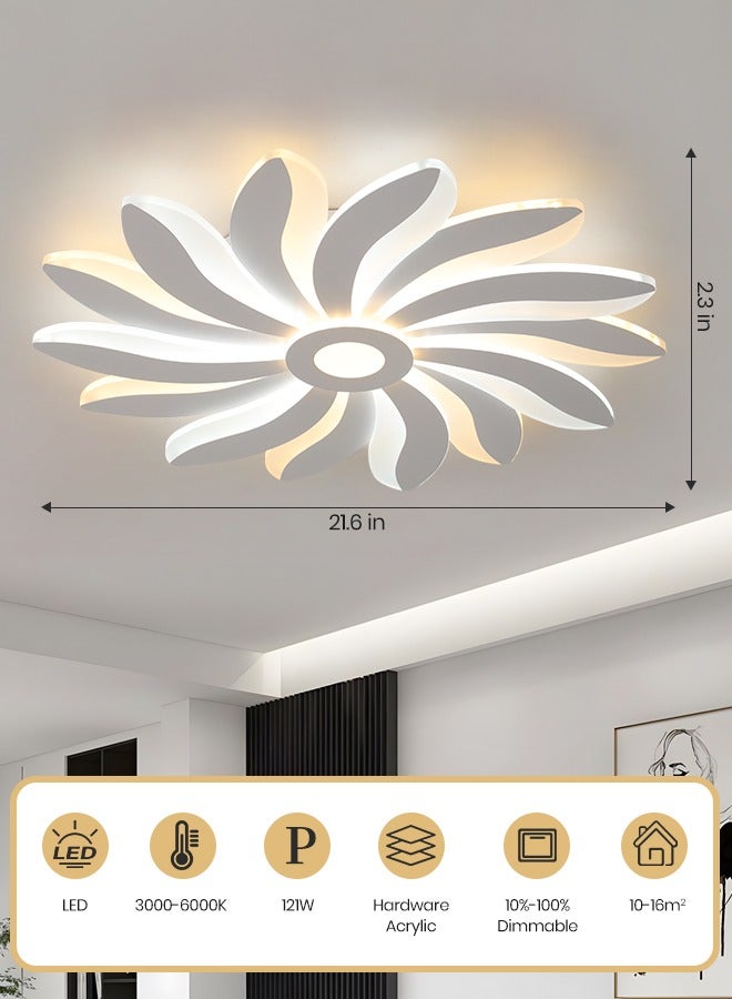 Modern LED Ceiling Light, Dimmable Round Remote Control Ceiling Lamp, Adjustable Color Temperature (3000K-6000K), Modern Ceiling Light Fixture for Living Room, Bedroom, and Corridor,121W