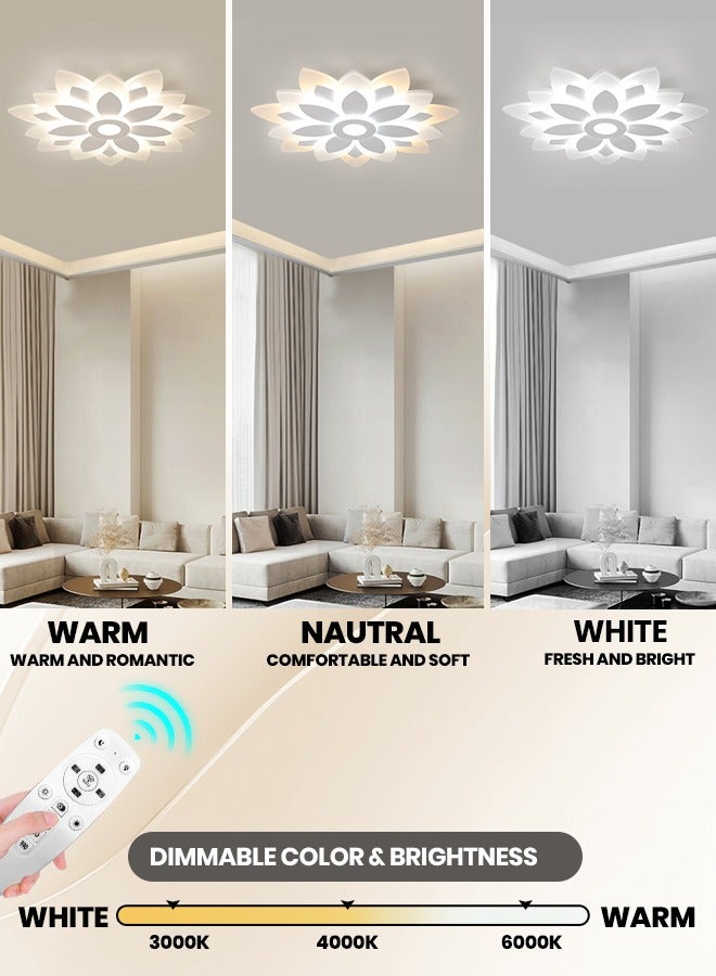 Dimmable LED Ceiling Light, 19.6-Inch Modern Ceiling Lamp with Remote Control, Adjustable Color Temperature (3000K-6000K) for Living Room, Bedroom, and Corridor, White Finish,79W