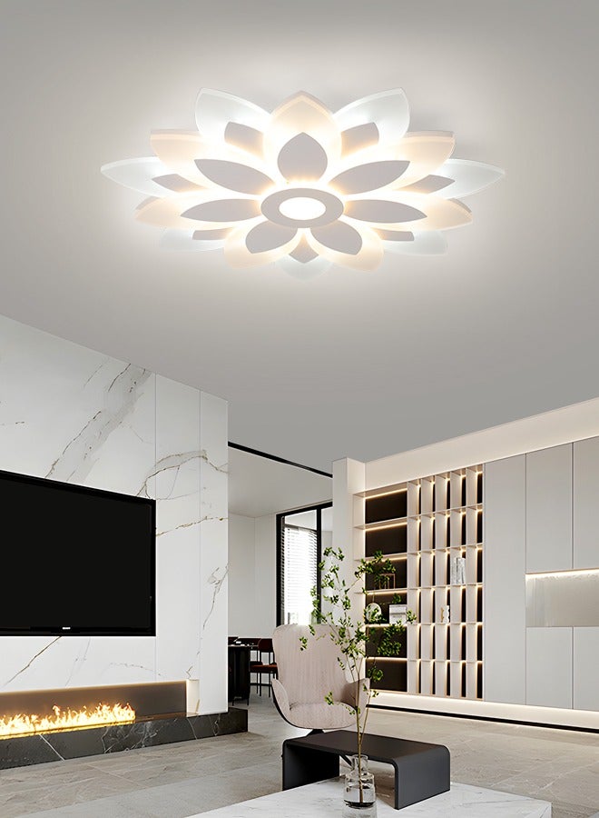 Dimmable LED Ceiling Light, 19.6-Inch Modern Ceiling Lamp with Remote Control, Adjustable Color Temperature (3000K-6000K) for Living Room, Bedroom, and Corridor, White Finish,79W