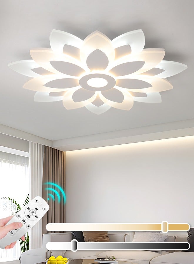 Dimmable LED Ceiling Light, 19.6-Inch Modern Ceiling Lamp with Remote Control, Adjustable Color Temperature (3000K-6000K) for Living Room, Bedroom, and Corridor, White Finish,79W