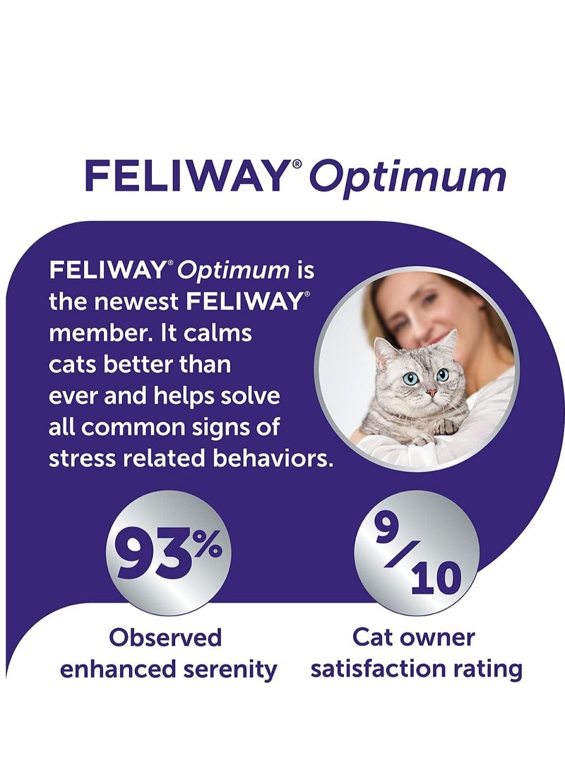 FELIWAY Optimum diffuser 30 day refill  the best solution to ease cat anxiety cat conflict and stress in the home 48 ml Pack of 1