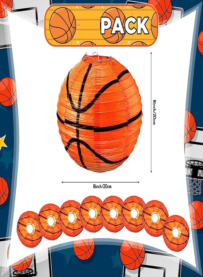 Basketball Themed Paper Lanterns 10Pcs 8 Inch Hanging Decorations for Birthday Parties - Orange Ceiling Decor for Kids and Teens