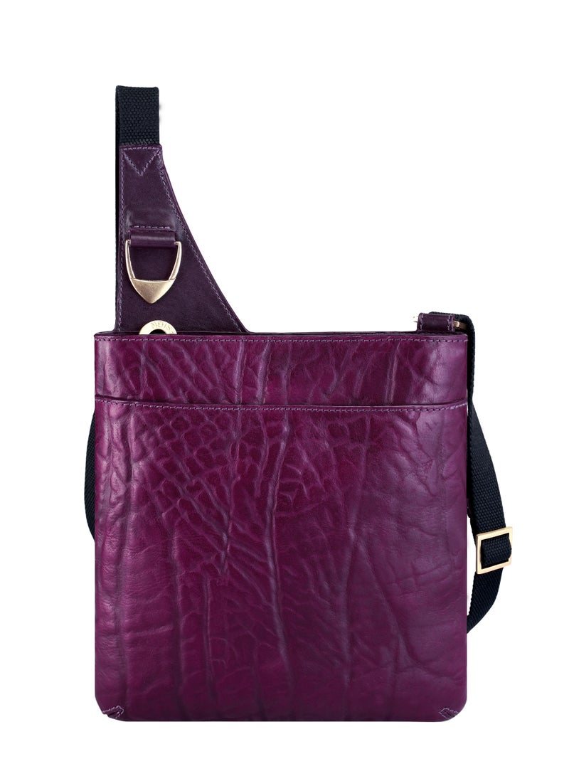 Hidesign Yangtze Women's Genuine Leather Aubergine Crossbody Bag - Compact Design with Adjustable Strap, Ideal for Everyday Use