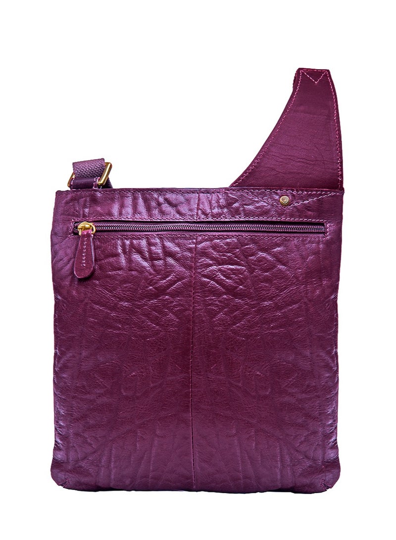 Hidesign Yangtze Women's Genuine Leather Aubergine Crossbody Bag - Compact Design with Adjustable Strap, Ideal for Everyday Use