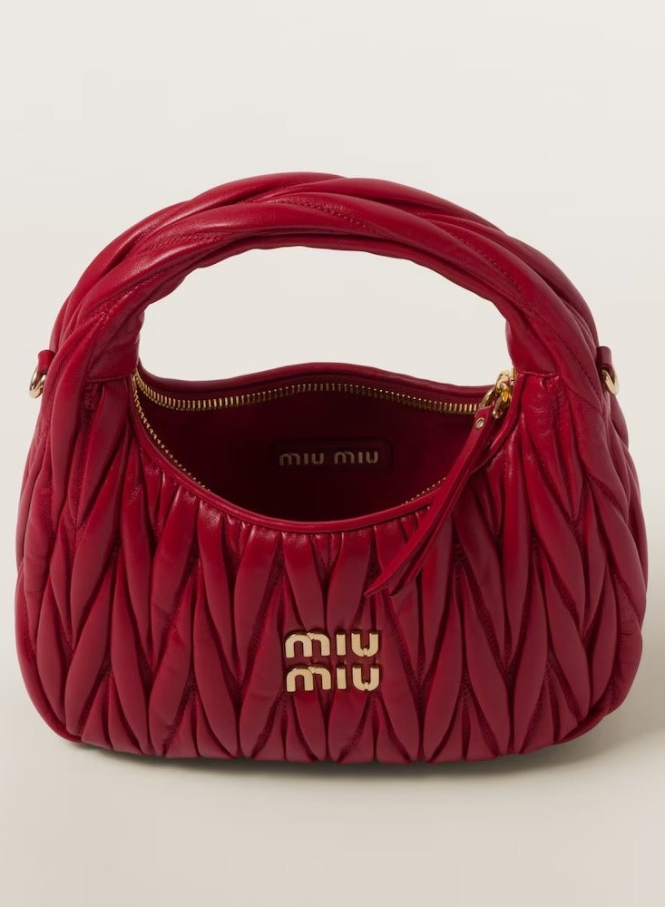 MIU Wander nappa leather hobo Shoulder Bag