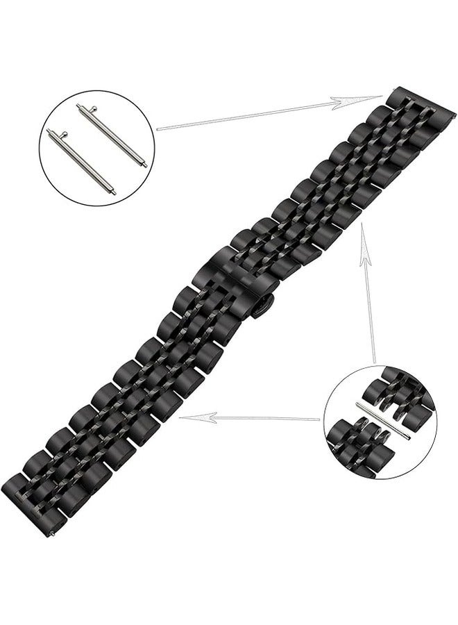 22mm Black Stainless Steel Replacement Strap – Metal Band for Huawei Watch GT2, GT, GT2 Pro, GT 2e, and Honor Magic 2