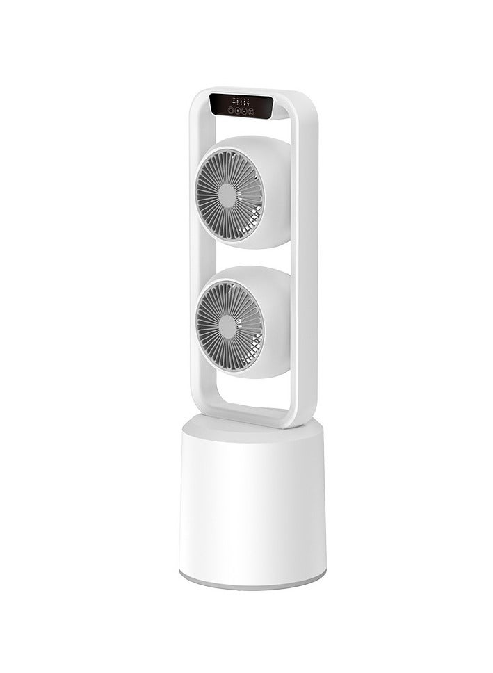 Dual-Layer 3D Air Loop Cooling Rechargeable Pedestal Tower Fan with Remote Control English Operating Table and Stand