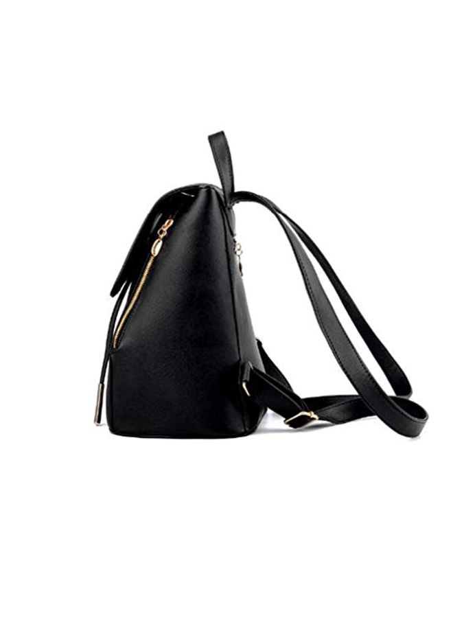 Faux Leather Backpack Black