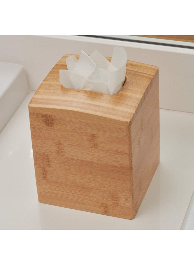 iDesign Formbu Bamboo Facial Tissue Box Cover, Boutique Container for Bathroom Vanity Countertops, 5.25