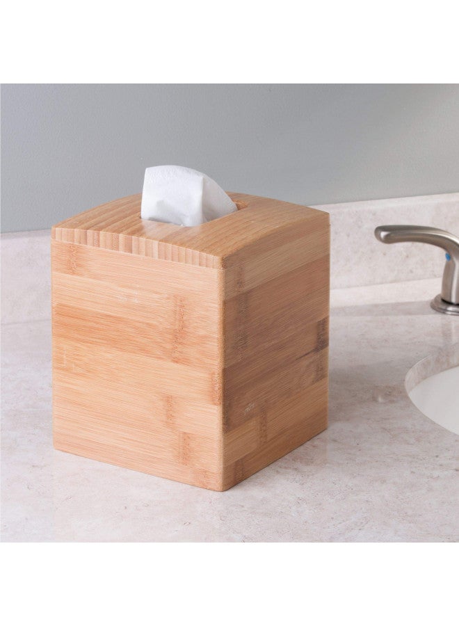 iDesign Formbu Bamboo Facial Tissue Box Cover, Boutique Container for Bathroom Vanity Countertops, 5.25