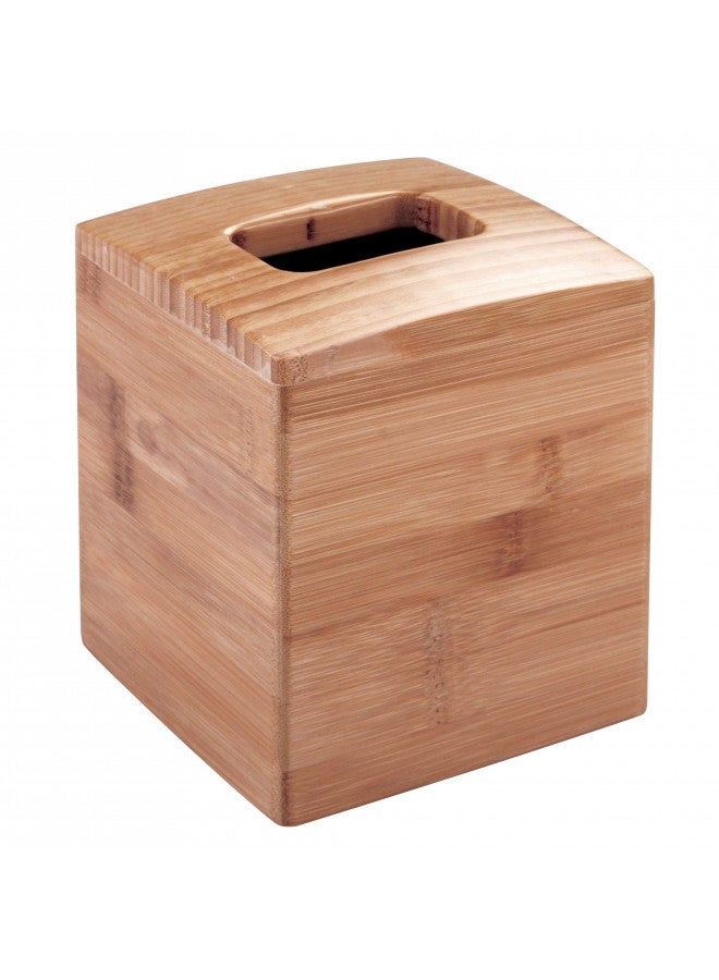 iDesign Formbu Bamboo Facial Tissue Box Cover, Boutique Container for Bathroom Vanity Countertops, 5.25