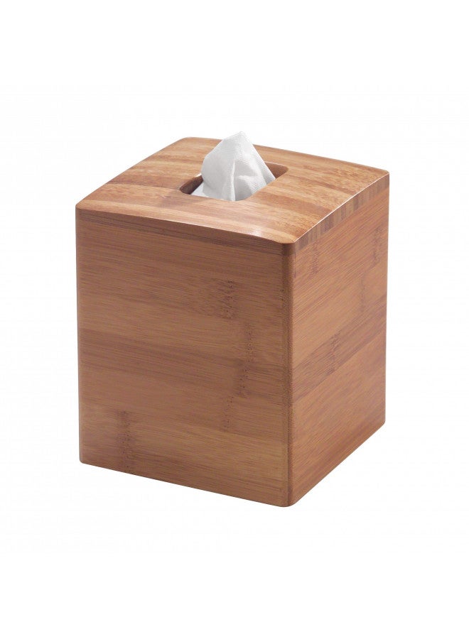 iDesign Formbu Bamboo Facial Tissue Box Cover, Boutique Container for Bathroom Vanity Countertops, 5.25