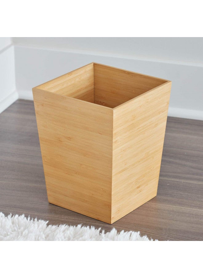 iDesign Formbu Wood Wastebasket, Small Square Trash Can for Bathroom, Bedroom, Dorm, College, Office, 8.5