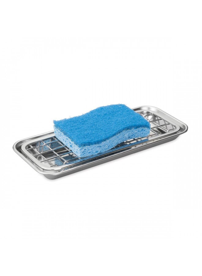 iDesign Gia Polished Stainless Steel 2-Piece Soap and Sponge Tray - 1.25