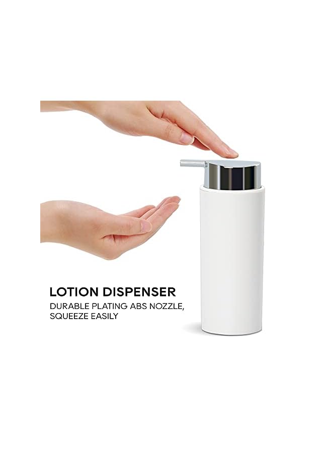 Accessories Set, 6 Piece Bath Ensemble Includes, Toothbrush Holder, Toothbrush Cup, Soap Dispenser, Soap Dish, Toilet Brush Holder, Trash Can. (White)