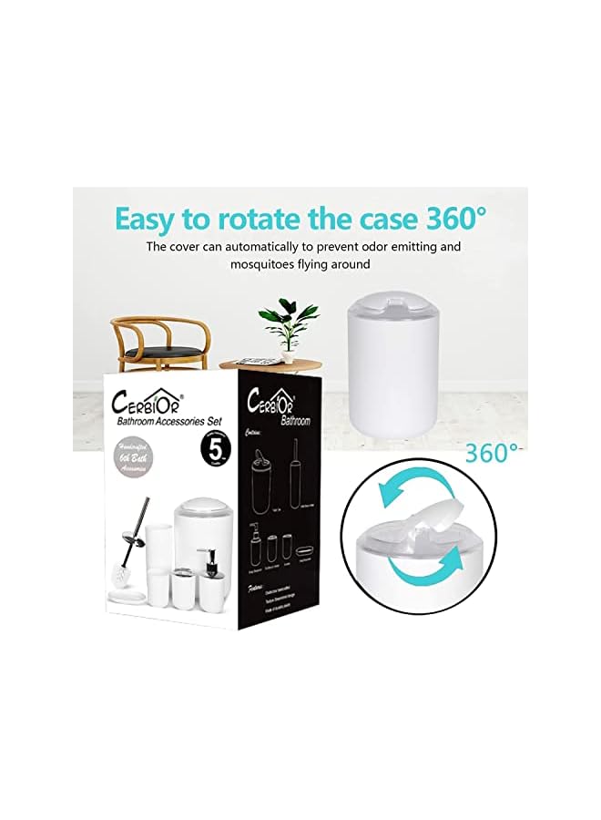 Bathroom Accessories Set 6 Piece Bath Ensemble Includes Soap Dispenser, Toothbrush Holder, Toothbrush Cup, Soap Dish for Decorative Countertop and Housewarming Gift,New White