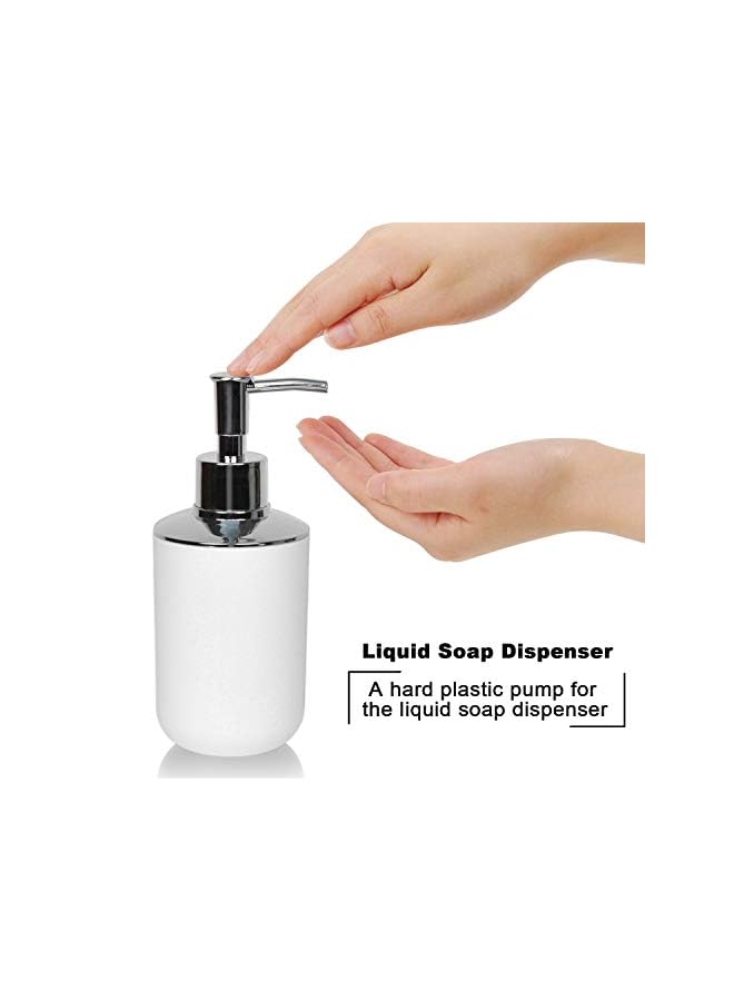 Bathroom Accessories Set 6 Piece Bath Ensemble Includes Soap Dispenser, Toothbrush Holder, Toothbrush Cup, Soap Dish for Decorative Countertop and Housewarming Gift,New White