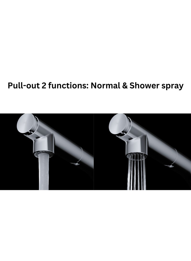 High Spout Pull-Out Kitchen Tap with Swivel Spout, Anti-Scale Aerator, and 2-Function Spray IN 938 PLUS