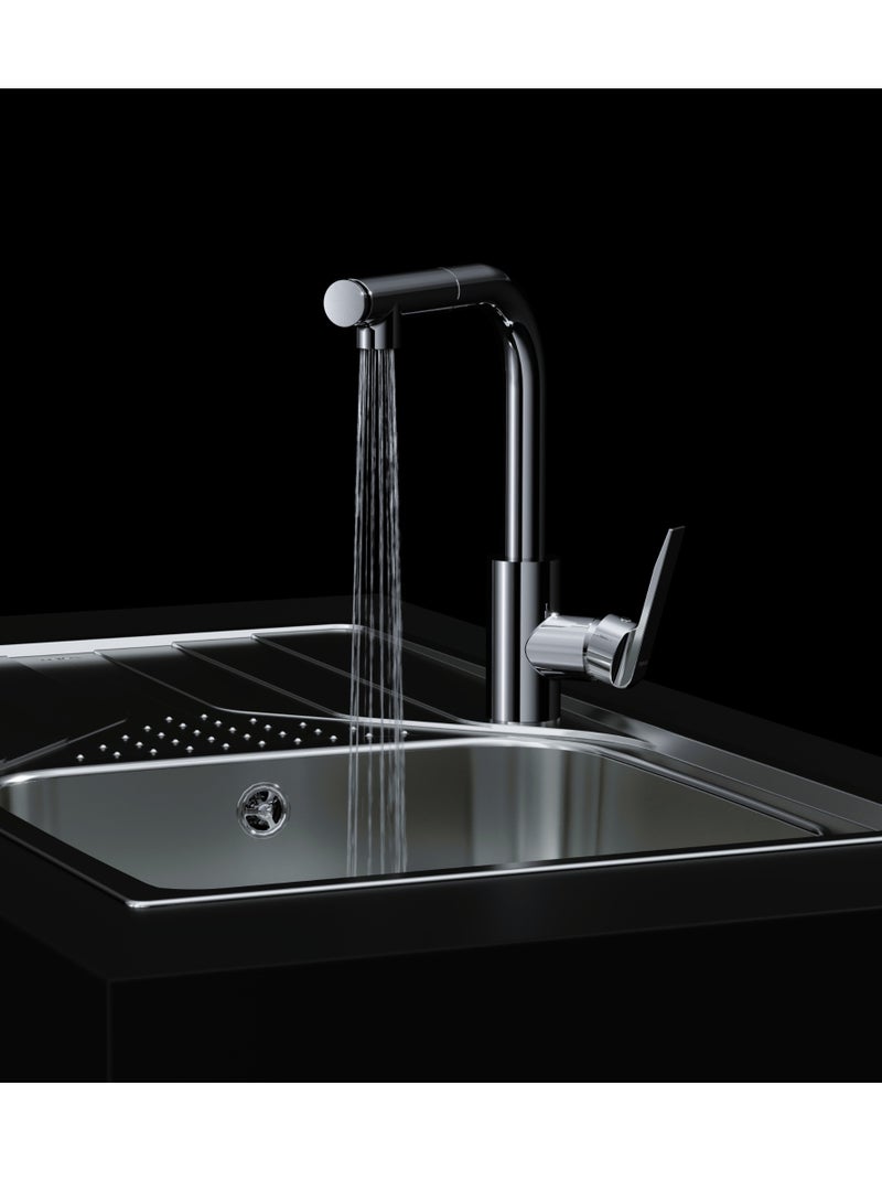 High Spout Pull-Out Kitchen Tap with Swivel Spout, Anti-Scale Aerator, and 2-Function Spray IN 938 PLUS