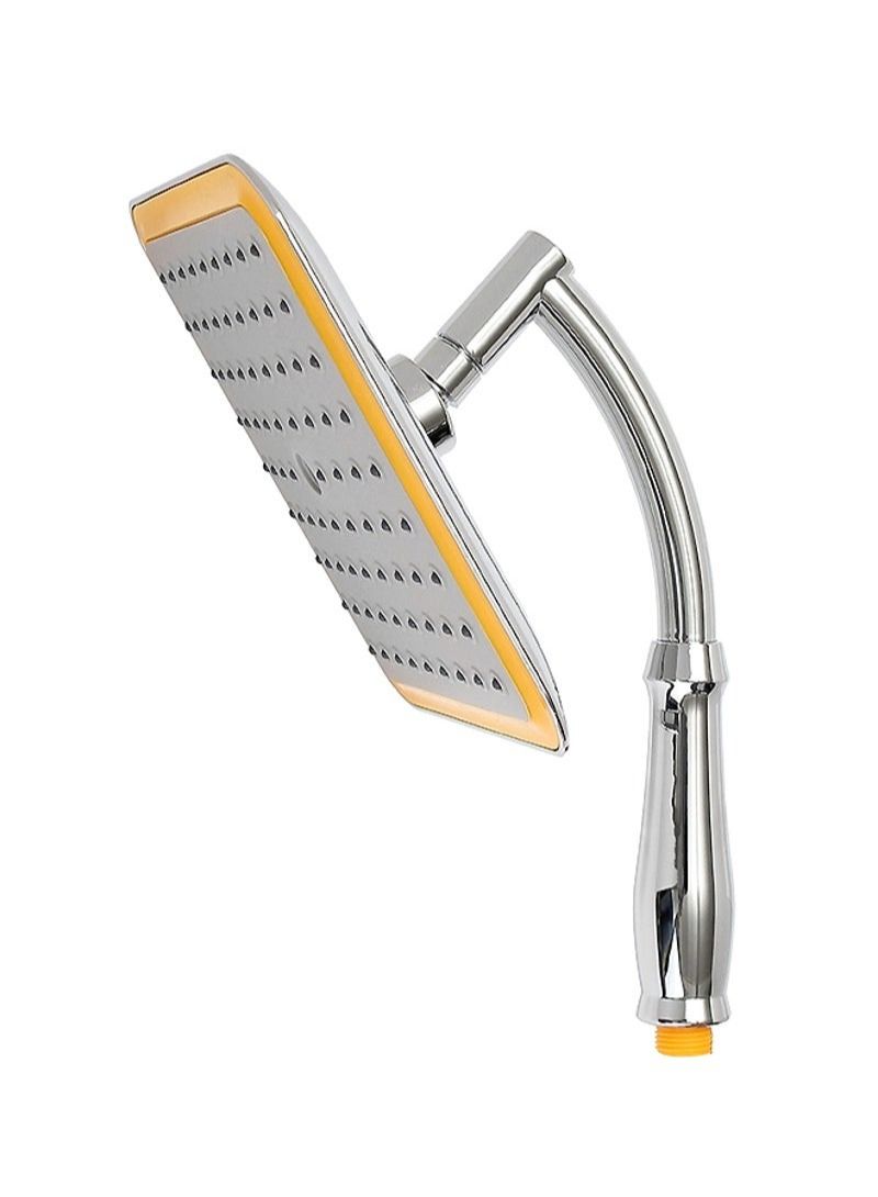 Square Top Rainfall Shower Head Silver/Yellow 22x5x200millimeter