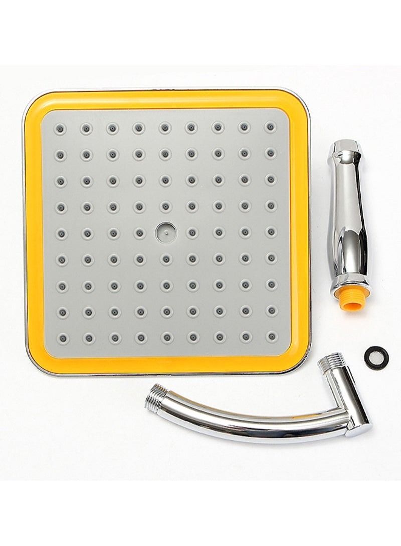 Square Top Rainfall Shower Head Silver/Yellow 22x5x200millimeter