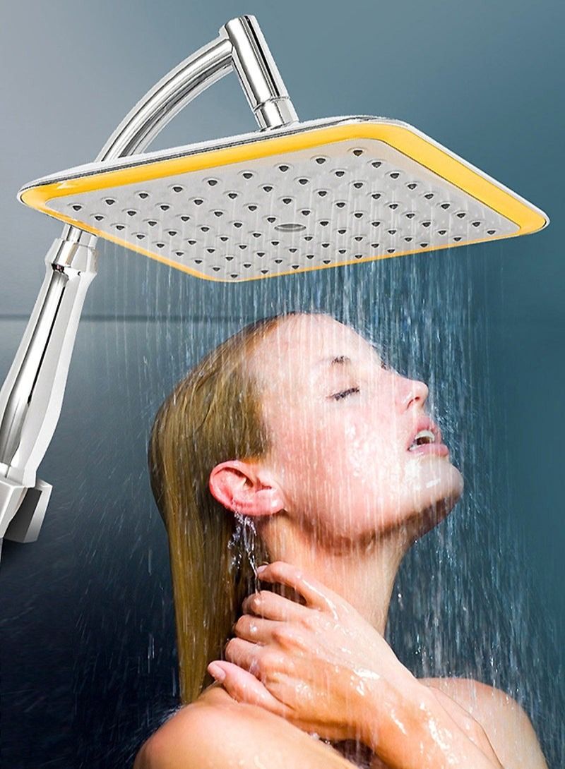 Square Top Rainfall Shower Head Silver/Yellow 22x5x200millimeter