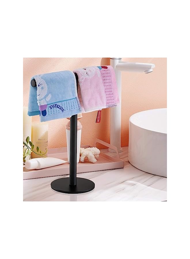 Bath Hand Towel Holder Standing, SUS304 Stainless Steel T-Shape Towel Bar Rack Stand, Tower Bar for Bathroom Kitchen Vanity Countertop (Matt Black)