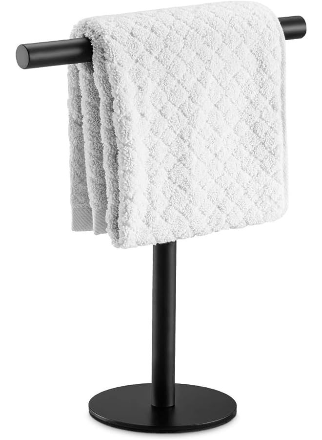 Bath Hand Towel Holder Standing, SUS304 Stainless Steel T-Shape Towel Bar Rack Stand, Tower Bar for Bathroom Kitchen Vanity Countertop (Matt Black)