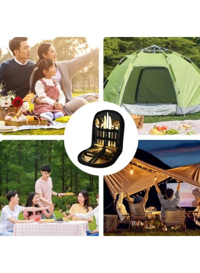 Reusable Portable Travel Cookware Cutlery Camping Hiking Stainless Steel Fork Knife Spoon Picnic Cutlery Set