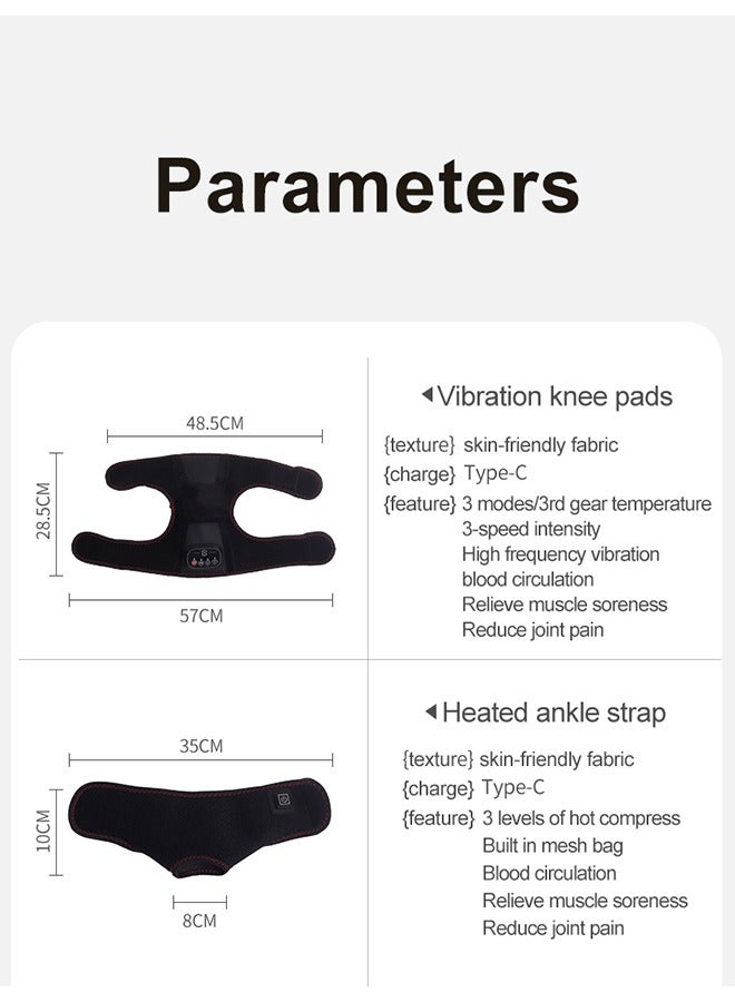 Heating Therapy Ankle Massager for Joint Pressure Relief, Electric Ankle Wrap with 3 Heat Levels, Type-C Rechargeable, One-Button Operation