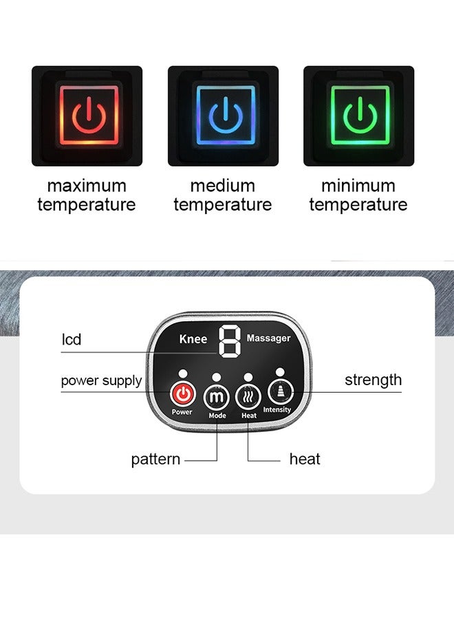 Vibrating Heated Knee Massager for Joint Pressure Relief, 3 Modes, 3 Heat Levels, 3 Intensity Settings, Type-C Rechargeable, One-Button Operation