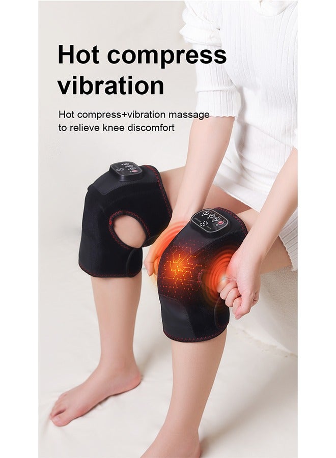 Vibrating Heated Knee Massager for Joint Pressure Relief, 3 Modes, 3 Heat Levels, 3 Intensity Settings, Type-C Rechargeable, One-Button Operation