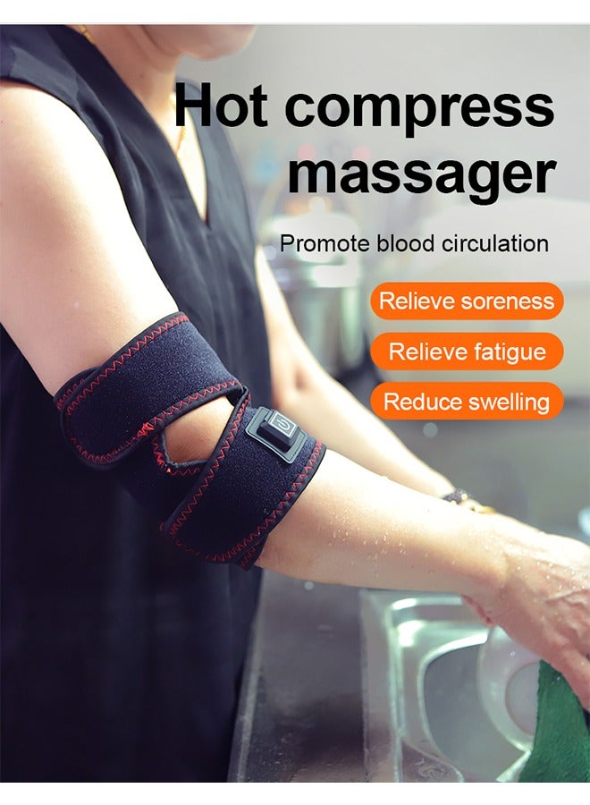 Heating Therapy Elbow Massager for Joint Pressure Relief, Electric Elbow Wrap with 3 Heat Levels, Type-C Rechargeable, Easy Button Control