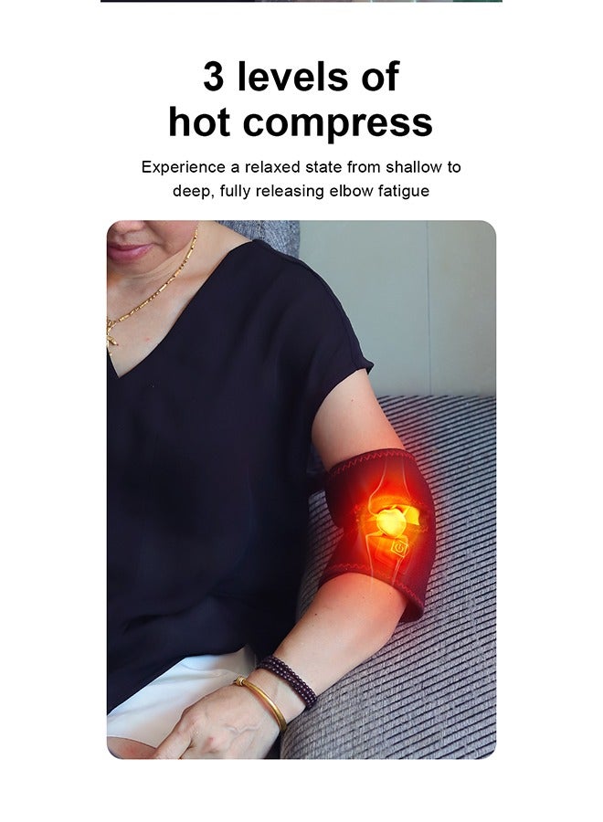 Heating Therapy Elbow Massager for Joint Pressure Relief, Electric Elbow Wrap with 3 Heat Levels, Type-C Rechargeable, Easy Button Control