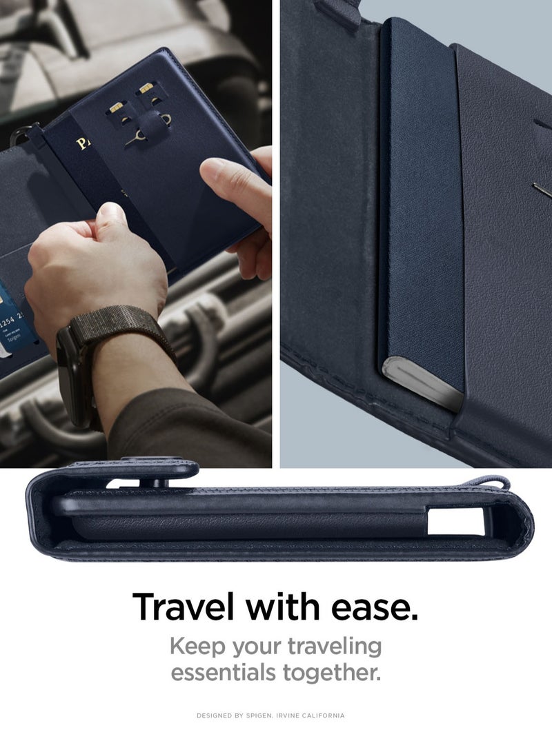 Passport Cover Holder Card Wallet Travel Documents Organizer Protector Accessories with RFID Blocking Technology SIM Card Pin Included - Navy Blue