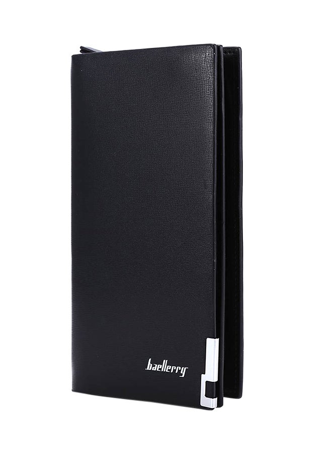 Multifunctional Long Leather Wallet Black