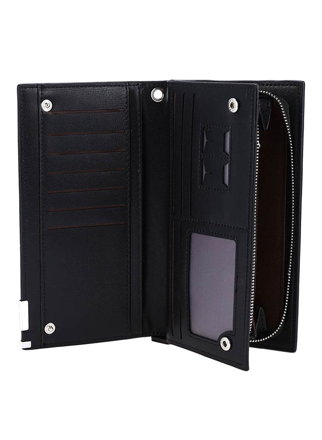 Multifunctional Long Leather Wallet Black